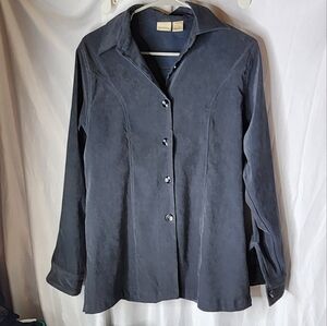 Merona Grey Long Sleeve Button-Down Front Blouse Size S